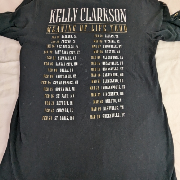 Kelly Clarkson 2019 Meaning of Life Long Sleeve Concert Tee Cities Dates Back - Picture 5 of 5